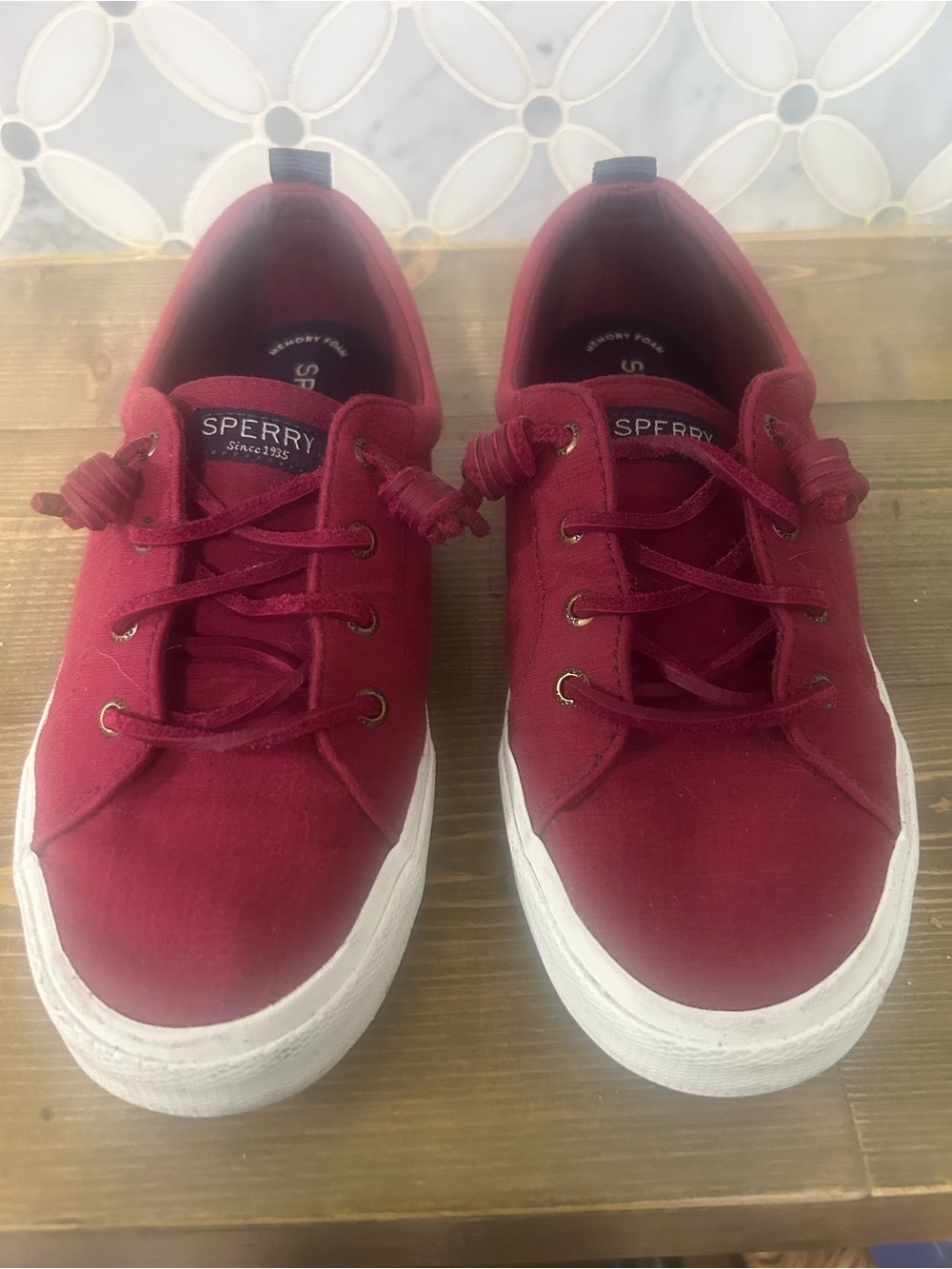 Sperry burgundy/rich red Canvas Boat Shoe Sneakers with White Sole